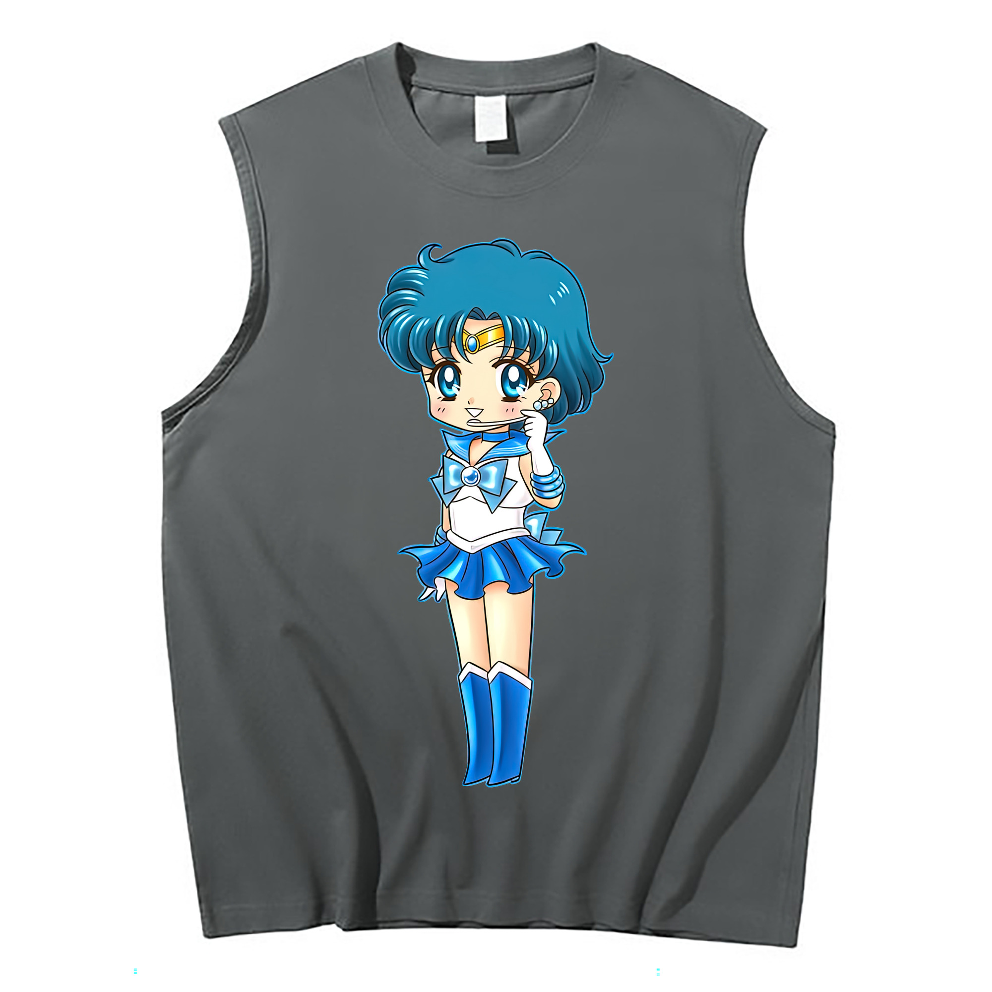 （画像用） 美少女戦士セーラームーン 水野 亜美 みずの あみ Sailor Moon Mizuno Ami コットン100％タンクトップ（フロントプリント）